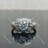 (size 6.75)Doveggs sterling silver 1ct Round moissanite engagement ring