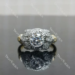 (size 6.75)Doveggs sterling silver 1ct Round moissanite engagement ring