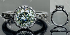 Ka Lokahi round solitaire bezel colored moissanite engagement ring
