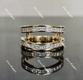 Doveggs princess moissanite/lab grown diamond wedding band/enhancer-8.1mm band width