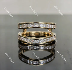 Doveggs princess moissanite/lab grown diamond wedding band/enhancer-8.1mm band width