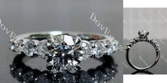Doveggs Round Pave Side Stone Lab Grown Diamond Engagement Ring