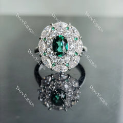 DovEggs oval double halo colored gem engagement ring
