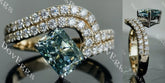 Blue By You radiant curved pave colored moissanite ring