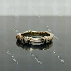 Beth's bamboo round moissanite/lab grown diamond wedding band-2.8mm band width