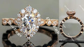 Doveggs art deco halo pear moissanite engagement engagement ring