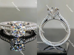 Doveggs round full eternity paved moissanite engagement ring