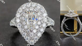Doveggs pear half eternity double halo moissanite engagement ring