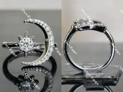 Doveggs Crescent Moon and Star moissanite/Lab grown diamond engagement ring wedding bands-2.6mm band width