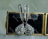 Doveggs pear halo drop moissanite earrings for women
