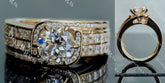 Rhonda round half eternity channel set moissanite engagement ring