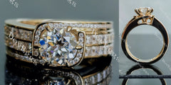 Rhonda round half eternity channel set moissanite engagement ring
