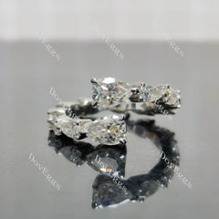 (size 5.5) Doveggs sterling silver 2 pcs pear moissanite wedding band
