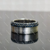 (size 7.5-7.75) Doveggs 1.56ctw blue sapphire sterling silver wedding band