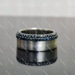 (size 7.5-7.75) Doveggs 1.56ctw blue sapphire sterling silver wedding band