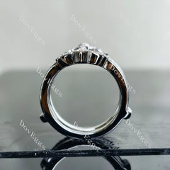 Doveggs round pave art deco moissanite/lab grown diamond enhancer/wedding band-7.2mm band width