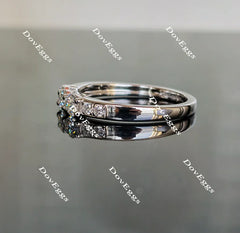 Doveggs round three stone moissanite/lab grown diamond wedding band-2mm band width