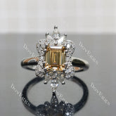 (size 9.5) Doveggs sterling silver 2ct Emerald champagne moissanite engagement ring