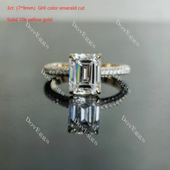 Doveggs paved emerald moissanite engagement ring