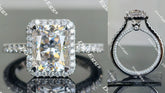 Doveggs pave halo radiant moissanite engagement ring