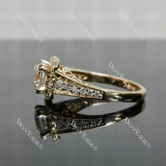Doveggs cushion pave halo half eternity moissanite engagement ring