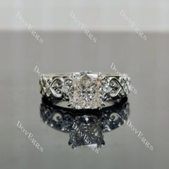 Doveggs Cushion Pave Art Deco Lab Grown Diamond Engagement Ring