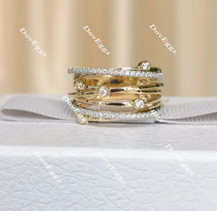 Doveggs round moissanite/lab grown diamond wide wedding band-6.5mm band width