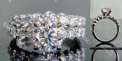 Round pave moissanite engagement ring (engagement ring only)| DovEggs