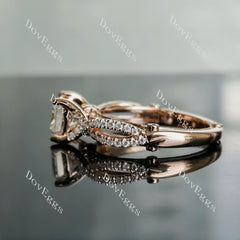 Doveggs princess half eternity pave split shank moissanite engagement ring
