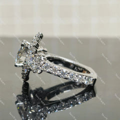 (size 7.25)Doveggs 5ct GHI color cushion moissanite engagement SS ring