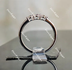 Doveggs round three stone moissanite/lab grown diamond wedding band-2mm band width