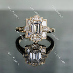 Doveggs emerald pave moissanite engagement ring