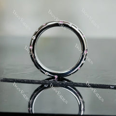 Doveggs round moissanite/lab grown diamond & colored gem wedding band-3.0mm band width