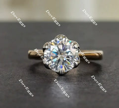 Doveggs flower shape solitaire moissanite engagement ring