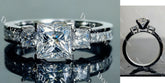 Doveggs princess three-stone channel set moissanite engagement ring