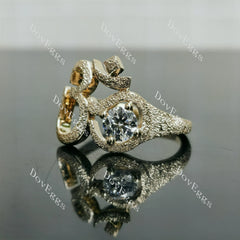 Sacred Sound Round Pave Sandblasted Effect Lab Grown Diamond Engagement Ring