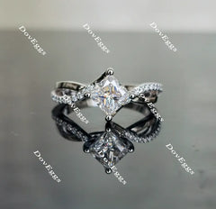 Doveggs princess curved pave moissanite engagement ring