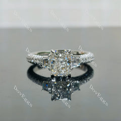 Doveggs Radiant Pave Side Stones Half Eternity Lab Grown Diamond Engagement Ring