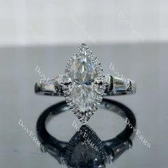 Doveggs halo side stones engagement ring semi-mount only(Exclusively to DovEggs Stones)