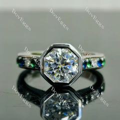 Doveggs bezel pave engagement ring semi-mount only(Exclusively to DovEggs Stones)