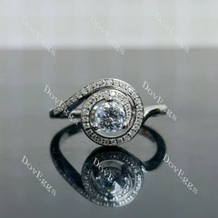Doveggs vintage pave wave engagement ring semi-mount only(Exclusively to DovEggs Stones)