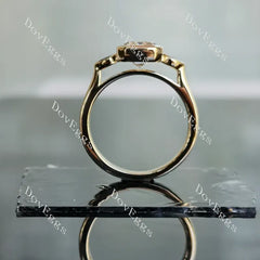 Doveggs bezel three stones engagement ring only semi-mount only(Exclusively to DovEggs Stones)
