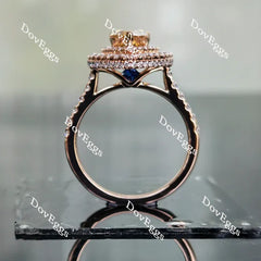 Pave double halo engagement ring only semi-mount only(Exclusively to DovEggs Stones)