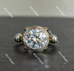 Doveggs bezel solitaire vintage engagement ring only semi-mount only(Exclusively to DovEggs Stones)