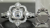 The aviator's floral engagement ring only semi-mount only(Exclusively to DovEggs Stones)