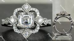 The aviator's floral engagement ring only semi-mount only(Exclusively to DovEggs Stones)
