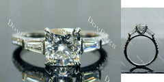 DovEggs three stones pave engagement ring semi-mount only(Exclusively to DovEggs Stones)
