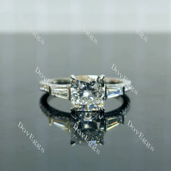 DovEggs three stones pave engagement ring semi-mount only(Exclusively to DovEggs Stones)
