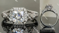 Doveggs split shank halo engagement ring only semi-mount only(Exclusively to DovEggs Stones)