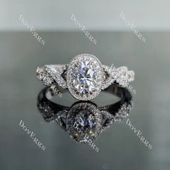 Doveggs halo vintage pave engagement ring only semi-mount only(Exclusively to DovEggs Stones)